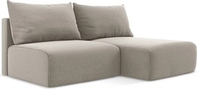 Szarobrązowy aksamitny rozkładany/ze schowkiem narożnik (prawostronny/z szezlongiem) Kalena – Makamii