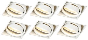 Zestaw 6 wpuszczanych reflektorów biały GU10 pochylne bez obramowania - Oneon