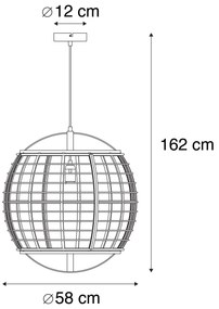 Orientalna lampa wisząca brązowa 58 cm - PascalKolonialny Oswietlenie wewnetrzne