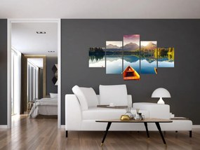 Obraz - Jezioro z łodziami (125x70 cm)