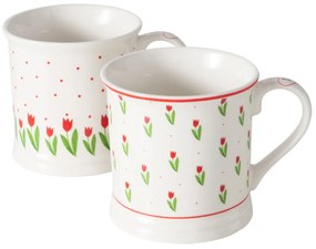 Kubek do kawy i herbaty DANIQUE, wzór w tulipany, 420 ml