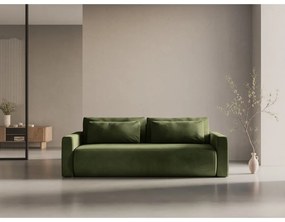 Zielona aksamitna rozkładana sofa ze schowkiem 238 cm Belfast – Cosmopolitan Design