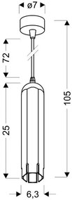 Czarna wisząca lampa tuba - D258 Rilexo 9X