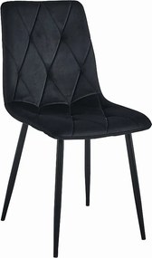 Krzesło Valora TYRA Czarny Aksamit z Czarnymi Metalowymi Nogami x1