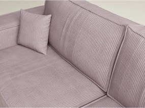 Fioletowy sztruksowy rozkładany/ze schowkiem narożnik (prawostronny/w kształcie litery L) Tonga – Maison de Rêve