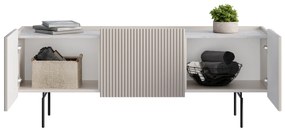 Szafka RTV Malmi 150 cm - kaszmir / crema bianca / czarne nóżki