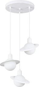 Lampy Wiszące Nowoczesny Hyperion, Stal - 3 Źródło - L.32 X H.120 Cm - Biały