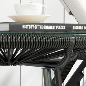 Outsunny Stolik Ogrodowy Boho Czarny 50x50x50cm | Aosom PL