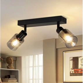 NETTLIFE Lampa sufitowa Spot 2 płomienie Czarny Industrial E14 Lampa sufitowa do salonu