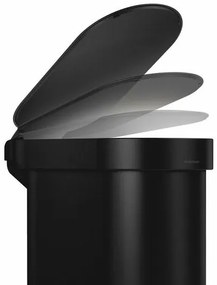 Simplehuman Owalny kosz pedałowy z ramą ze stalinierdzewnej Slim 45 l, czarny