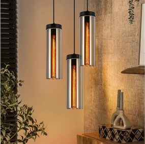 Retro matowa czarna szklana lampa wisząca do jadalni 3 płomienie E27