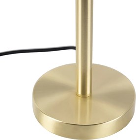 Klasyczna lampa stołowa mosiądz z abażurem w kolorze jasnobrązowym 35 cm - Simplo