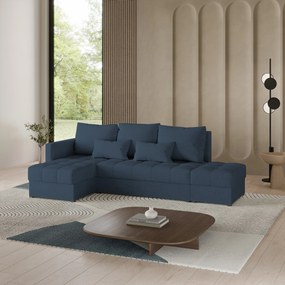 Masseno Narożnik LUMARI z funkcją spania i pojemnikiem na pościel Narozniki L, Rozkładana sofa - Niebieski, NEVE 77
