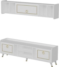 Szafka RTV Alya - Biała Złota