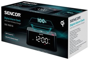 Sencor SDC 7600 Qi zegar z ładowarką, czarny