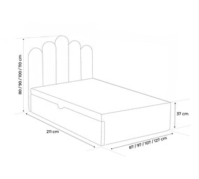 Łóżko dziecięco-młodzieżowe BRIDE z dodatkową powierzchnią spania - 100x200