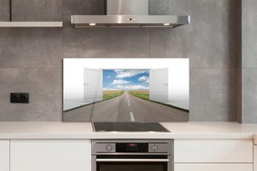 Szkło do Kuchni na Ścianę Surrealistyczna Droga do Drzwi