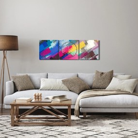 Obraz - Kolorowe pociągnięcia pędzlem (z zegarem) (90x30 cm)