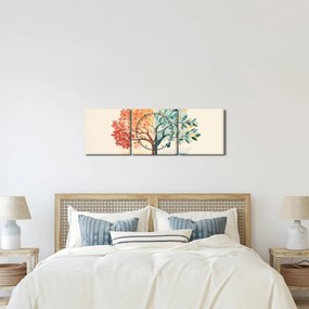 Obraz – Podwójne drzewo z motylem (z zegarem) (90x30 cm)