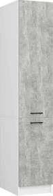 Słupek kuchenny AKORD OLIWIA Biały 40 cm 2 drzwi fronty kolor Beton mat 6 półek 40x57x205 cm
