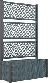 Outsunny Podwyższone grządki z kratą w stylu rattanu, skrzynia na rośliny z podporą 90 x 35 x 148cm ciemnoszary | Aosom PL