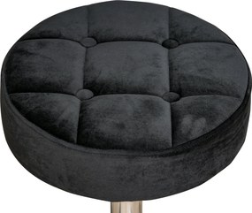HOMCOM Taboret salonowy, regulowana wysokość, pokrycie w aksamitnym wyglądzie, Ø35 x 49-61 cm, Czarny