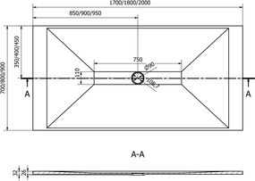 Mexen Toro brodzik prostokątny SMC 200 x 90 cm, biały - 43109020