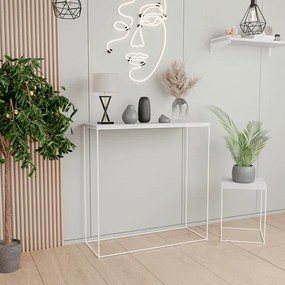 Klasyczna konsola do przedpokoju  beton + biały L9-S33