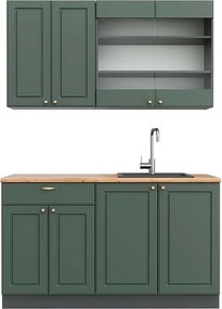 Pojedyncza kuchnia zielono-złoty country house/antracytowy 140x60x81.6 fame-line