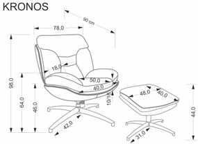 KRONOS fotel z podnóżkiem, beżowy melanż nowoczesny eco skóra kołyska