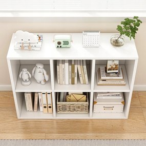 Biała otwarta biblioteczka KALAX 2x3 – nowoczesna półka do przechowywania z MDF, 90x30x60 cm