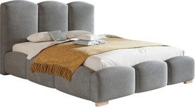 Łóżko dwuosobowe 160x200 Roma z pojemnikiem - łóżko tapicerowane, stelaż metalowy, welur - jasny szary (Jasmine 90)