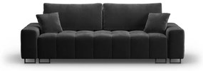 Ciemnoszara aksamitna rozkładana sofa ze schowkiem 250 cm Wicklow – Cosmopolitan Design