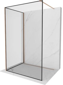 Mexen Kioto ścianka prysznicowa Walk-in 130 x 120 cm, czarny wzór, miedź szczotkowana - 800-130-212-65-70-120