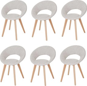 Krzesło do jadalni Almada III (zestaw 6 sztuk),  tekstylny, kremowy/szary