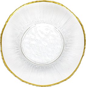 Szklany talerz głeboki ze złotą obwódką DATURA, 20 cm