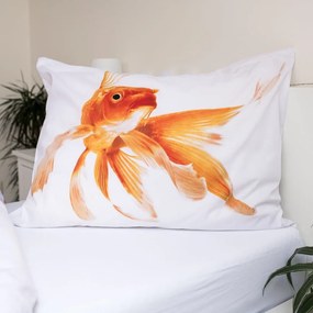 Biało-pomarańczowa bawełniana pościel dziecięca jednoosobowa 140x200 cm Goldfish – Jerry Fabrics