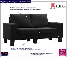 2-osobowa czarna sofa z podłokietnikami - Lurra 2Q