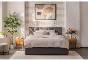 Szare tapicerowane łóżko dwuosobowe ze schowkiem i stelażem 160x200 cm Thessa Bold Line – Bonami Selection
