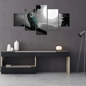 Obraz - Nocna sowa, niebieski (125x70 cm)