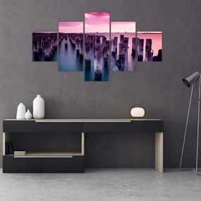 Obraz drewnianych palików (125x70 cm)