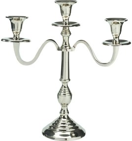 Metalowy świecznik 3-ramienny 29x10x30 cm, kolor srebrny, dekor 2