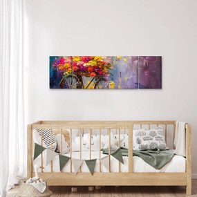 Obraz - Koło z kwiatami (170x50 cm)