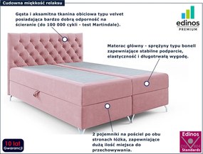 Różowe welurowe łóżko kontynentalne 5 rozmiarów - Lunavello 4X