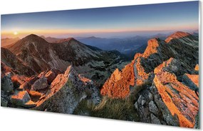 Szklany Panel Góry w Blasku Zachodu