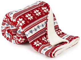 4Home Koc z barankiem Zimowy sen czerwony, 150 x 200 cm