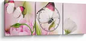 Obraz - Motyl (z zegarem) (90x30 cm)