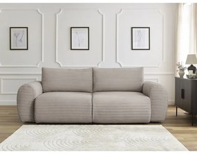 Jasnoszarobeżowa sztruksowa rozkładana sofa 257 cm Lucien – Bobochic Paris