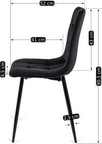 Krzesło Tapicerowane do Jadalni PERU Czarne Welurowe Nowoczesne Loft
