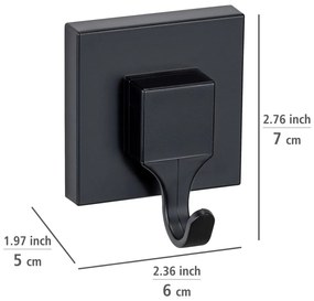 Czarne samoprzylepne plastikowe haczyki zestaw 2 szt. Quadro – Wenko